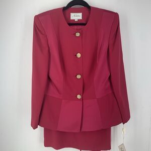 Vtg Nahdree Suit 12 Pink Blazer Skirt Jewels Ultra Feminine Modest Mother Bride